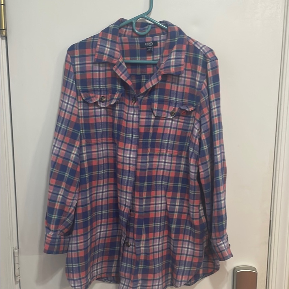 Chaps Women's Plaid Button Down Shirt - Pink, Blue, White